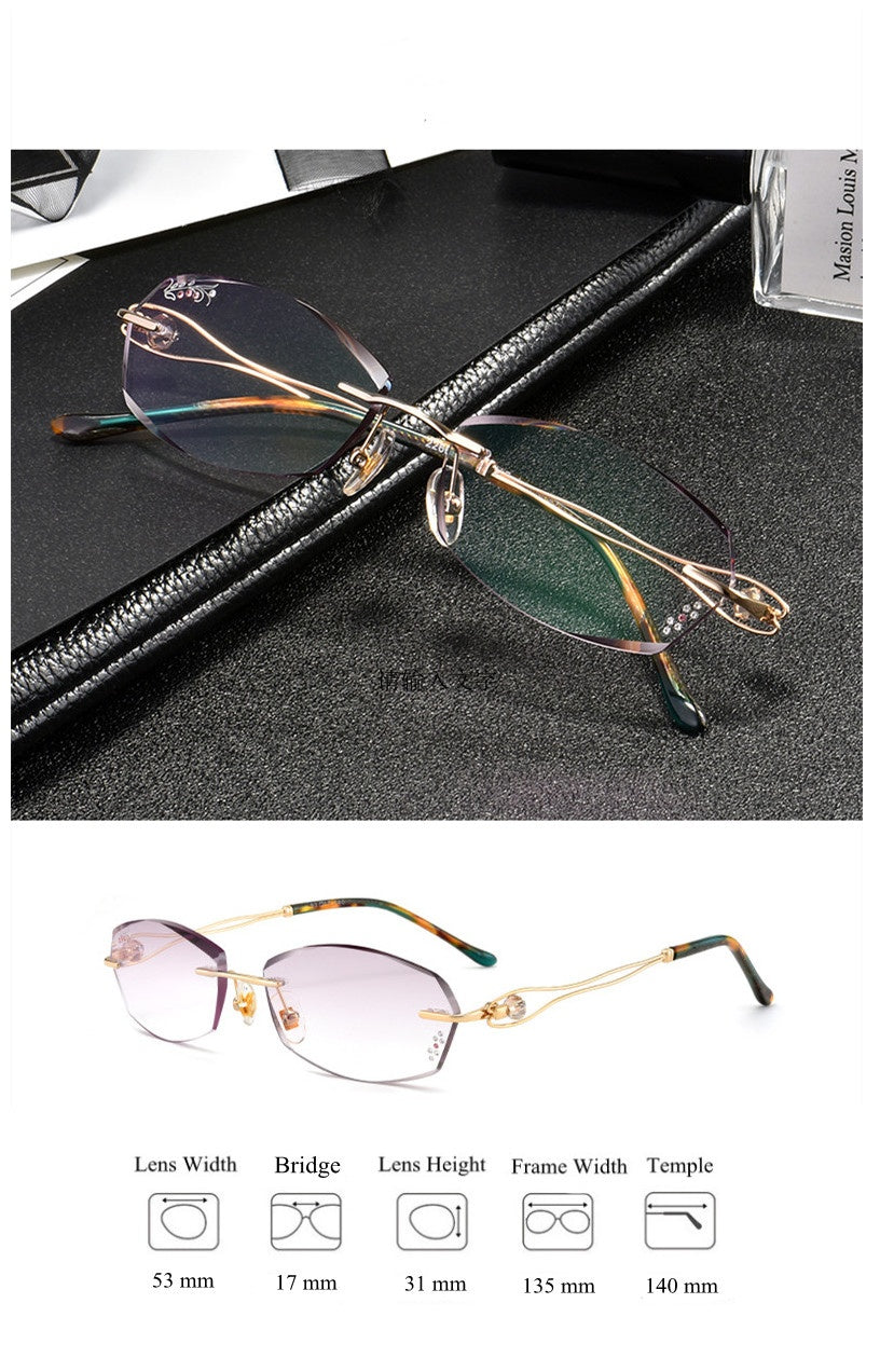 Chashma Womens Rimless Rectangle Oval Titanium Eyeglasses 22671 — view 1 | Chashma at FuzWeb