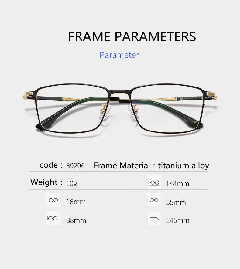 Kocolior Unisex Full Rim Square Titanium Alloy Hyperopic Reading Glasses 39206 — view 8 | Kocolior at FuzWeb
