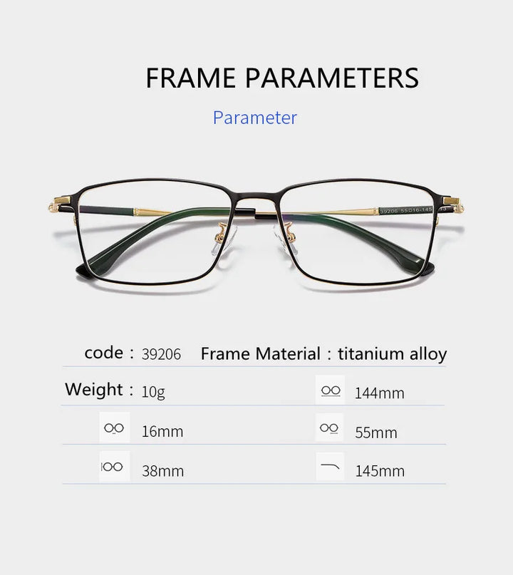 Kocolior Unisex Full Rim Square Titanium Alloy Hyperopic Reading Glasses 39206 — view 8 | Kocolior at FuzWeb