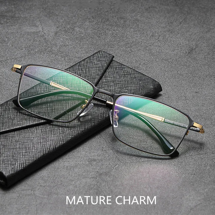 Kocolior Unisex Full Rim Square Titanium Alloy Hyperopic Reading Glasses 39206 — view 1 | Kocolior at FuzWeb