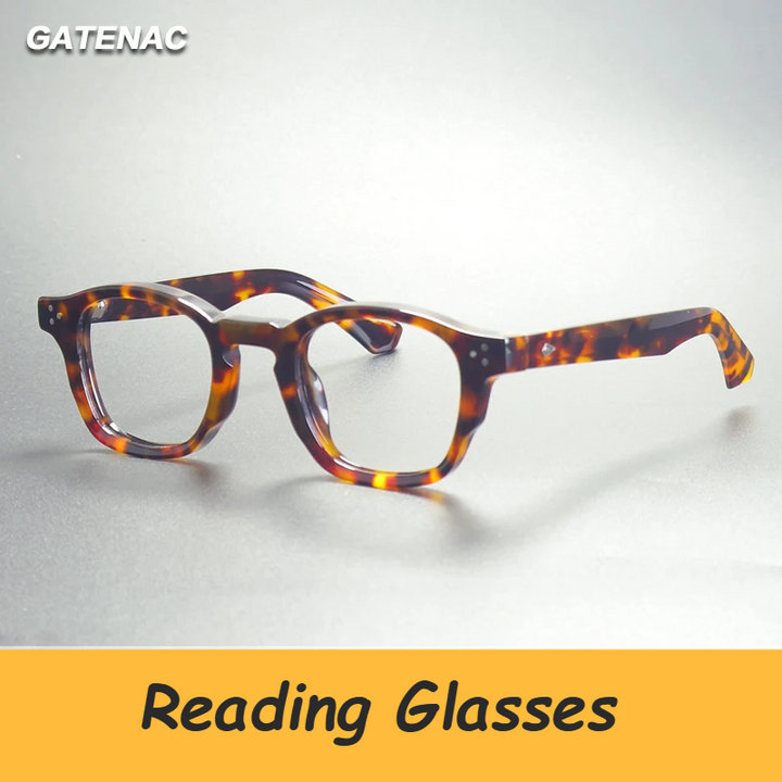 Gatenac Unisex Full Rim Oval Square Acetate Reading Glasses G66302