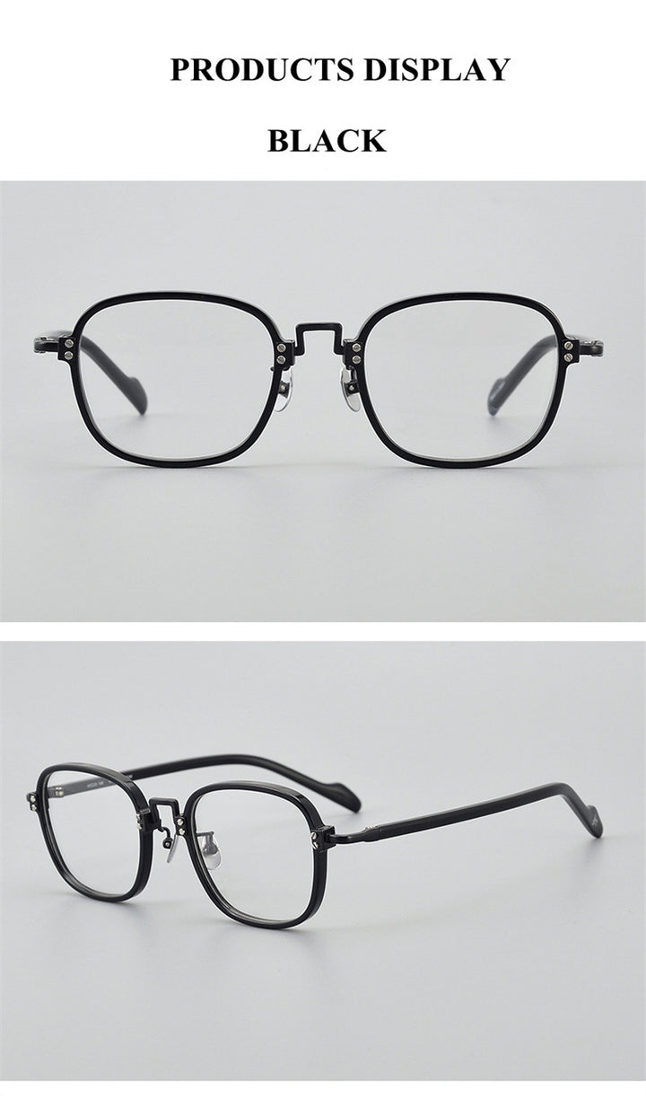 Chashma Unisex Full Rim Square Acetate Titanium Eyeglasses 190038.