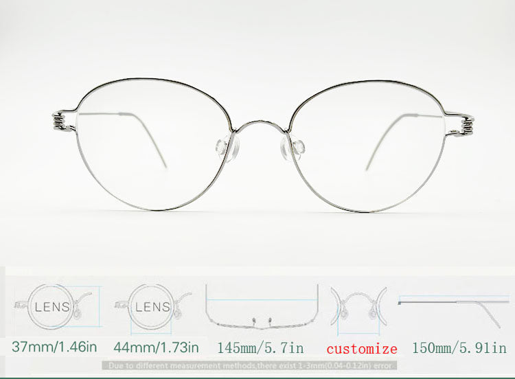 Yujo Unisex Full Rim Oval Steel Custom Nose Bridge Eyeglasses 150591 — view 1 | Yujo at FuzWeb