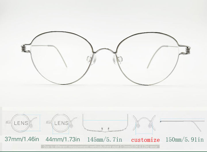 Yujo Unisex Full Rim Oval Steel Custom Nose Bridge Eyeglasses 150591 — view 1 | Yujo at FuzWeb