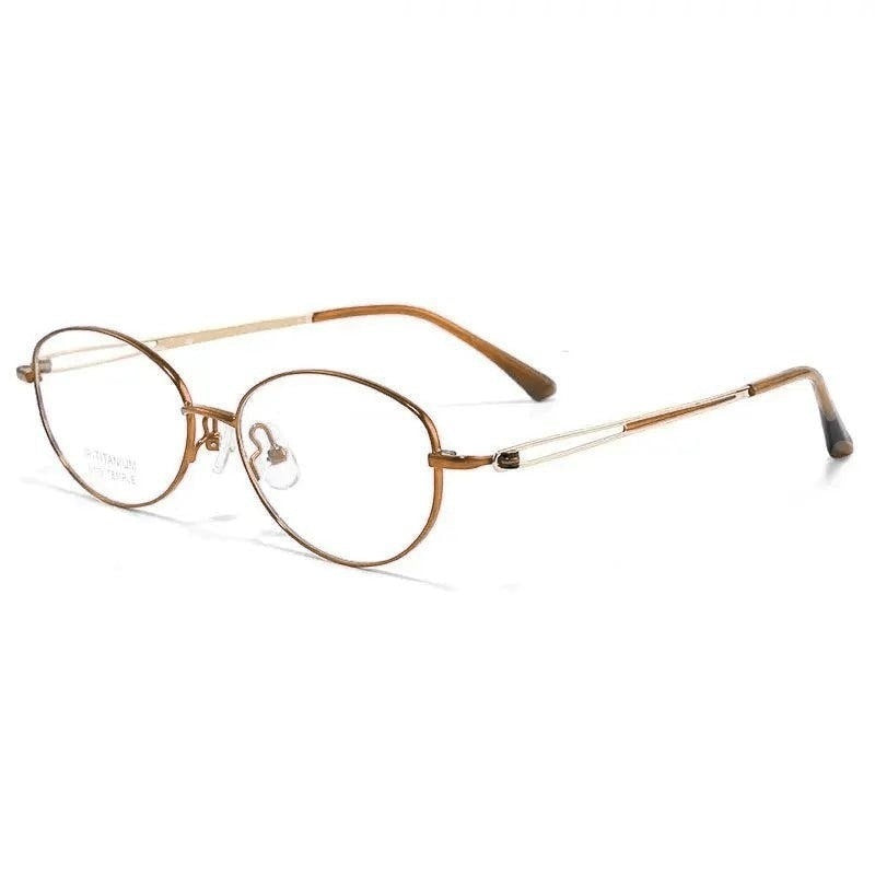 Chashma Ottica Women's Full Rim Oval Cat Eye Titanium Eyeglasses 41910 - Rose Gold