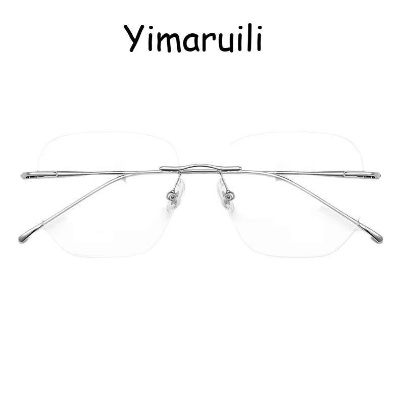 Yimaruili Women's Rimless Square Polygon Titanium Eyeglasses 48925 Rimless Yimaruili Eyeglasses