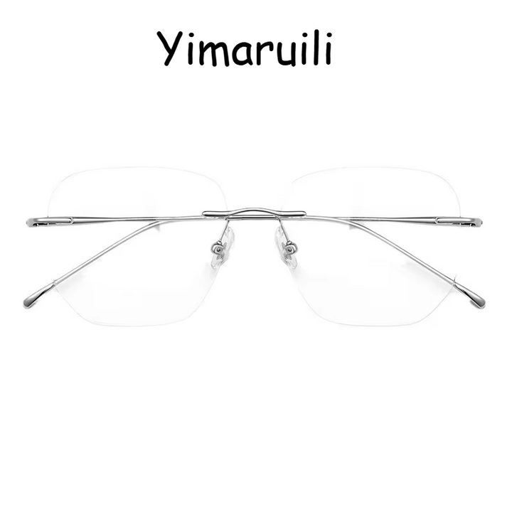 Yimaruili Women's Rimless Square Polygon Titanium Eyeglasses 48925 Rimless Yimaruili Eyeglasses