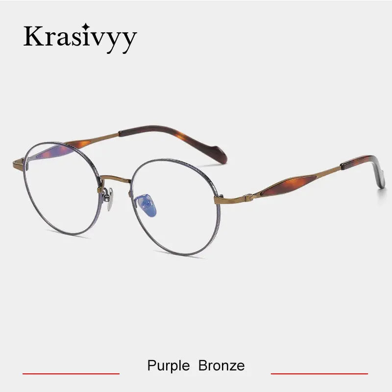 Krasivyy Unisex Full Rim Round Titanium Acetate Eyeglasses 46058.