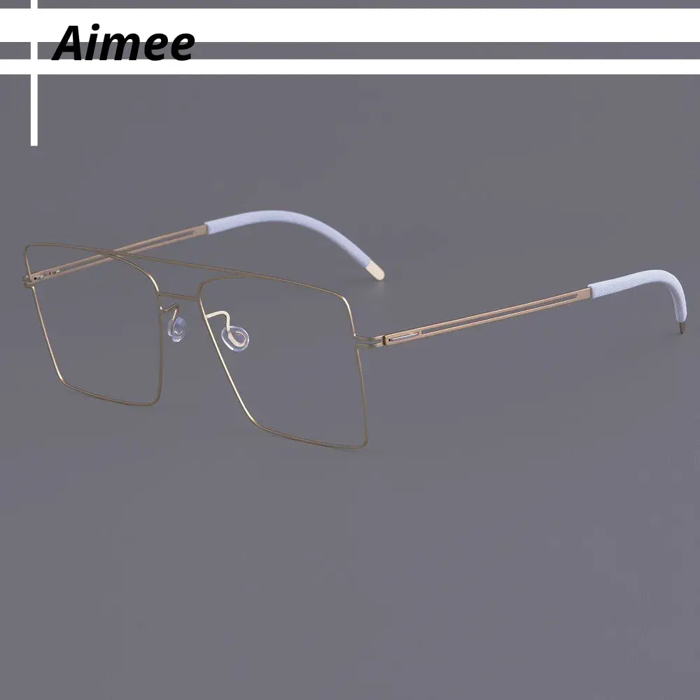 Aimee Unisex Full Rim Square Double Bridge Titanium Eyeglasses  481476 FuzWeb