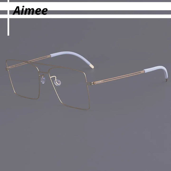 Aimee Unisex Full Rim Square Double Bridge Titanium Eyeglasses  481476 FuzWeb