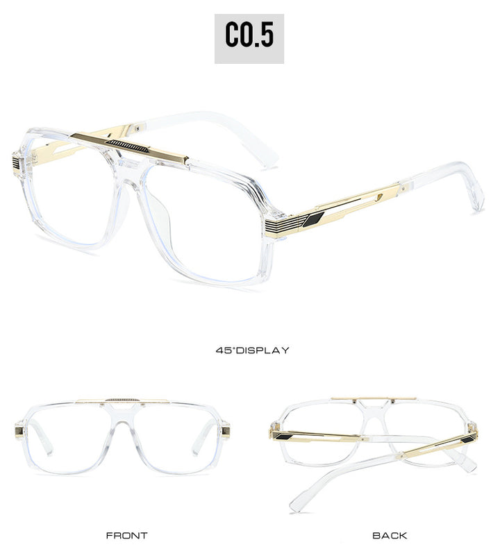 Kocolior Unisex Full Rim Square Double Bridge Tr 90 Alloy Photochromic Reading Glasses 242268.