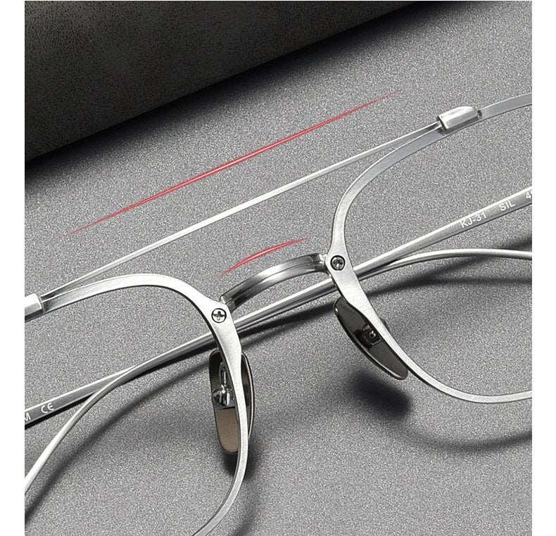 Bobbie Unisex Full Rim Square Double Bridge Titanium Eyeglasses 671319.