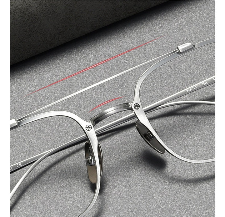 Bobbie Unisex Full Rim Square Double Bridge Titanium Eyeglasses 671319.
