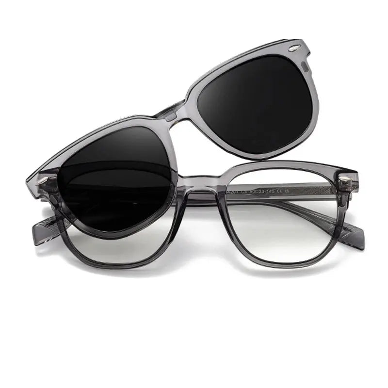 Kansept Unisex Full Rim Square Tr 90 Alloy Reading Glasses Clip On Sunglasses 34201.
