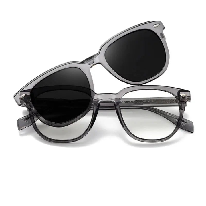 Kansept Unisex Full Rim Square Tr 90 Alloy Reading Glasses Clip On Sunglasses 34201.