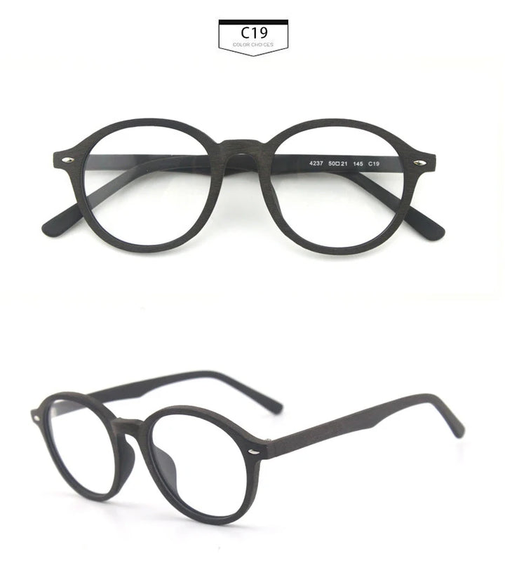 Hdcrafter Unisex Full Rim Round Oval Wood Metal Frame Eyeglasses 4237 — view 19 | Hdcrafter Eyeglasses at FuzWeb