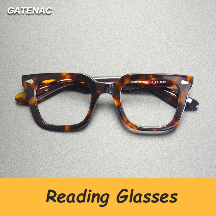 Gatenac Unisex Full Rim Square Brow Line Acetate Reading Glasses G91066