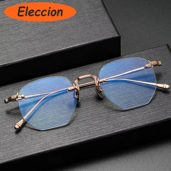 Eleccion Women's Rimless Polygon Oval Titanium Eyeglasses 93104 Rimless Eleccion