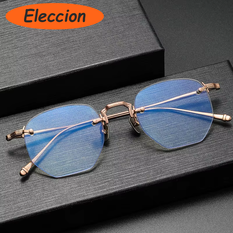 Eleccion Women's Rimless Polygon Oval Titanium Eyeglasses 93104 Rimless Eleccion