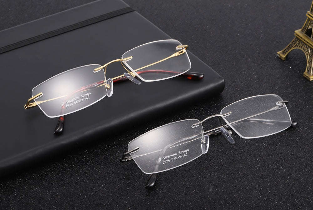 Chashma Ottica Unisex Rimless Square Titanium Eyeglasses 2935 — view 1 | Chashma Ottica at FuzWeb