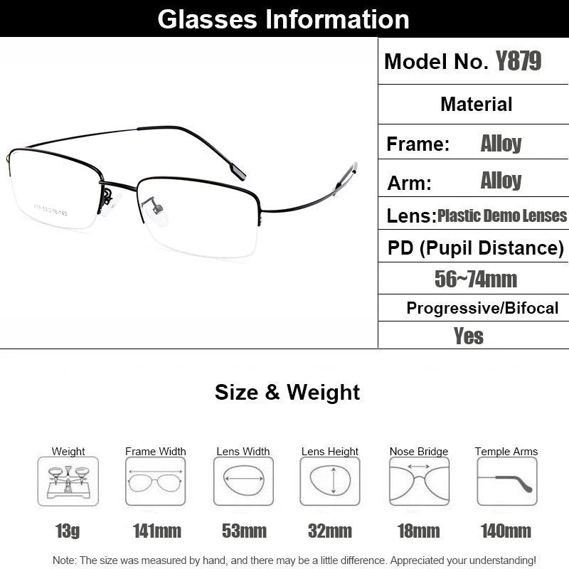 Gmei Mens Eyeglasses Semi Rim Memory Titanium Alloy Y879 — view 2 | Gmei Optical at FuzWeb