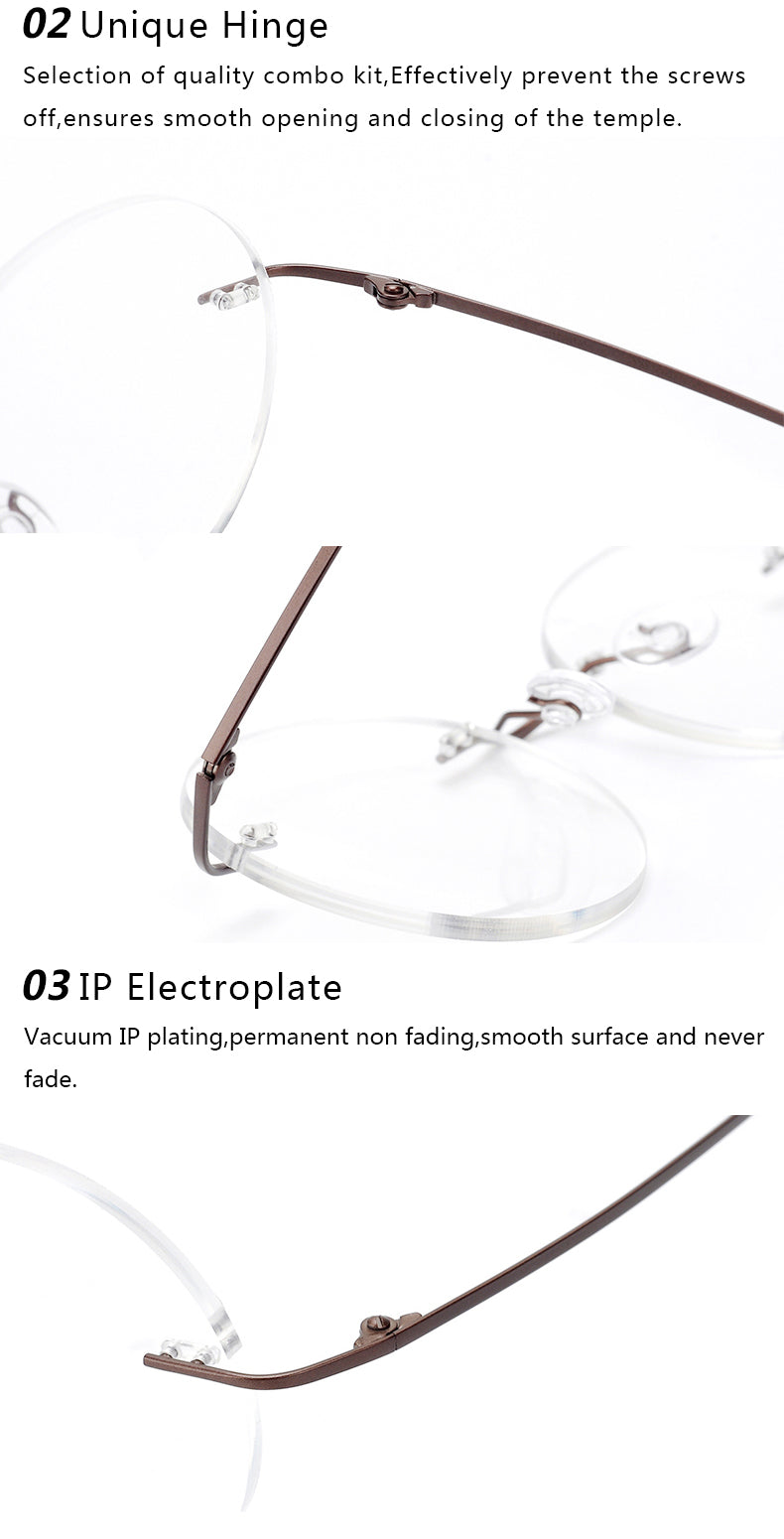 Krasivyy Unisex Rimless Round Titanium Eyeglasses Kr6012.