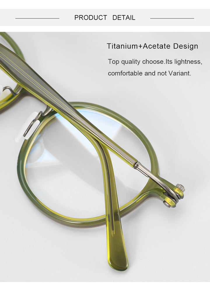Krasivyy Unisex Full Rim Round Acetate Titanium Eyeglasses 45883.