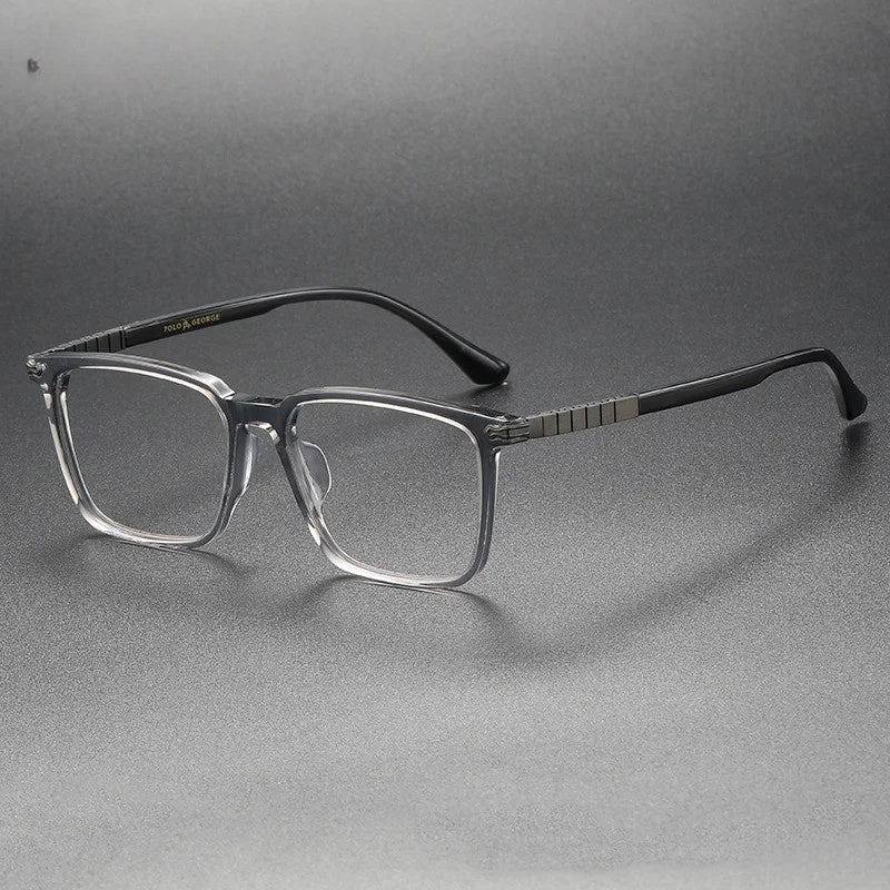 Chashma Ochki Unisex Full Rim Square Acetate Titanium Eyeglasses 29630.