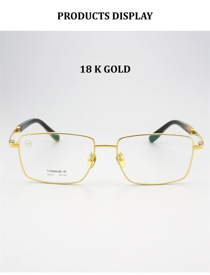 Chashma Ottica Mens Full Rim Square Titanium Horn Eyeglasses 792371 — view 2 | Chashma Ottica at FuzWeb