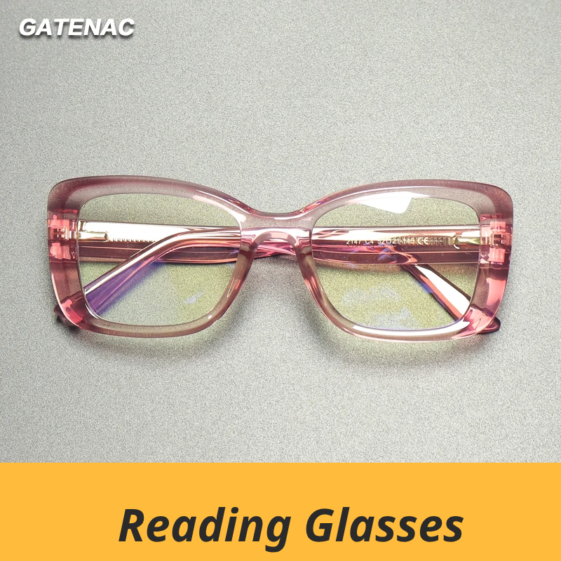 Gatenac Women's Full Rim Square Tr 90 Titanium Reading Glasses Gxy2147