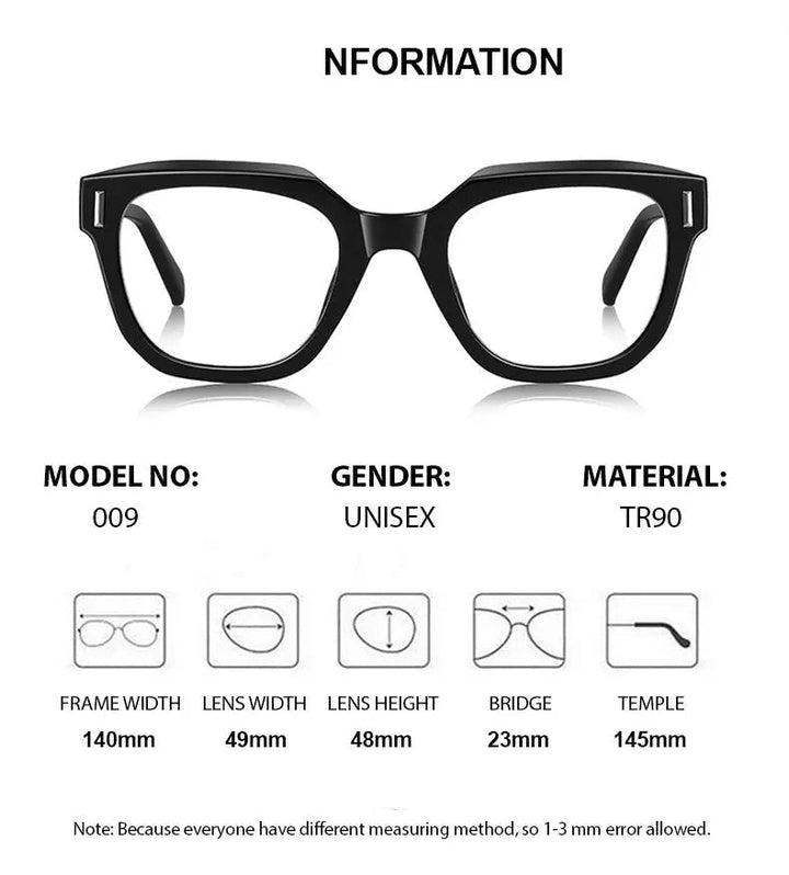Chashma Ottica Unisex Full Rim Square Eyeglasses 474009 - Size Chart Scheda Tecnica