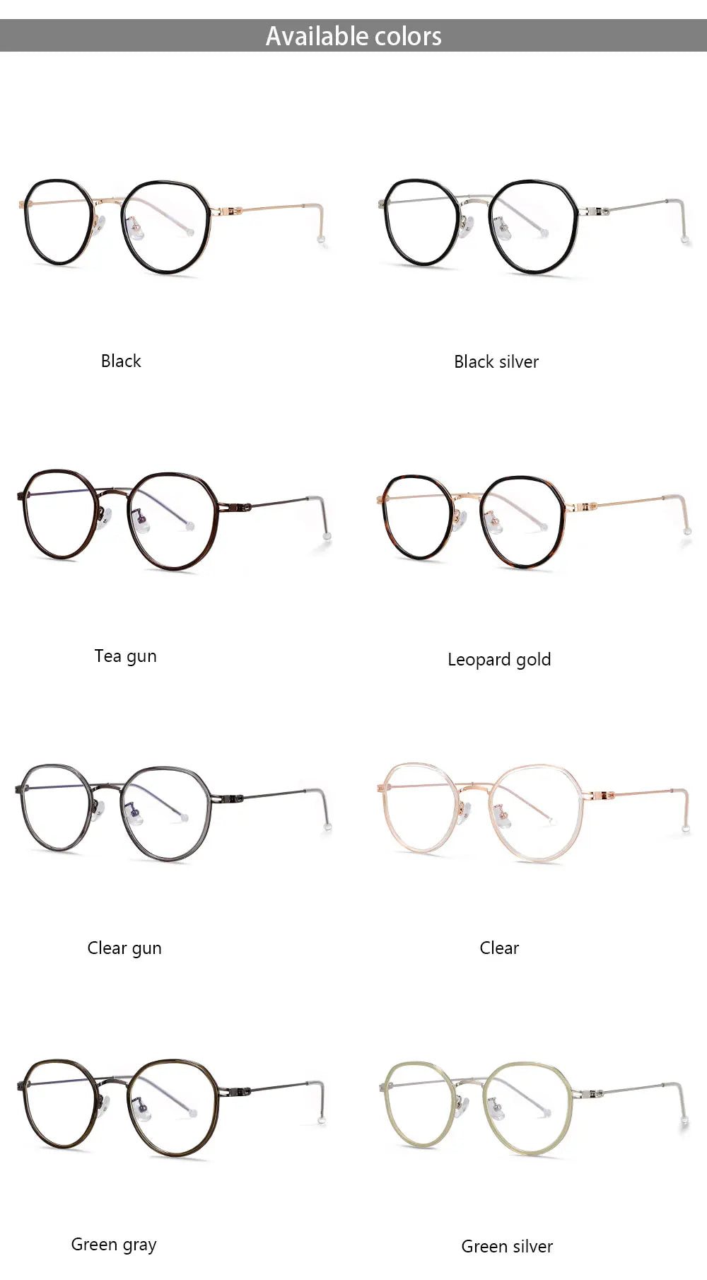 CCspace Unisex Full Rim Irregular Round Tr 90 Titanium Eyeglasses 53262 — view 16 | CCspace at FuzWeb