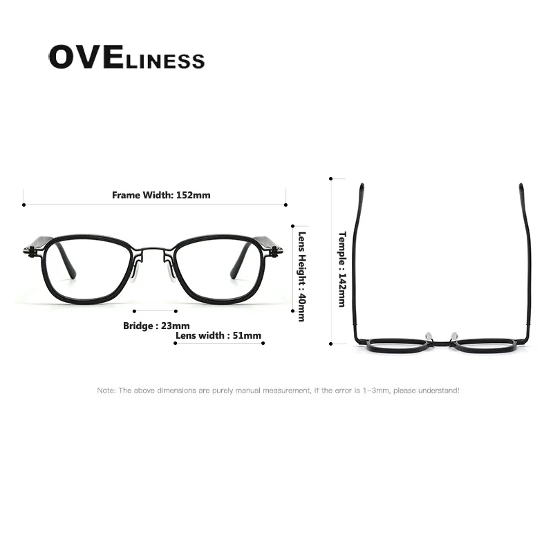 Oveliness Unisex Full Rim Big Square Titanium Acetate Eyeglasses 395861