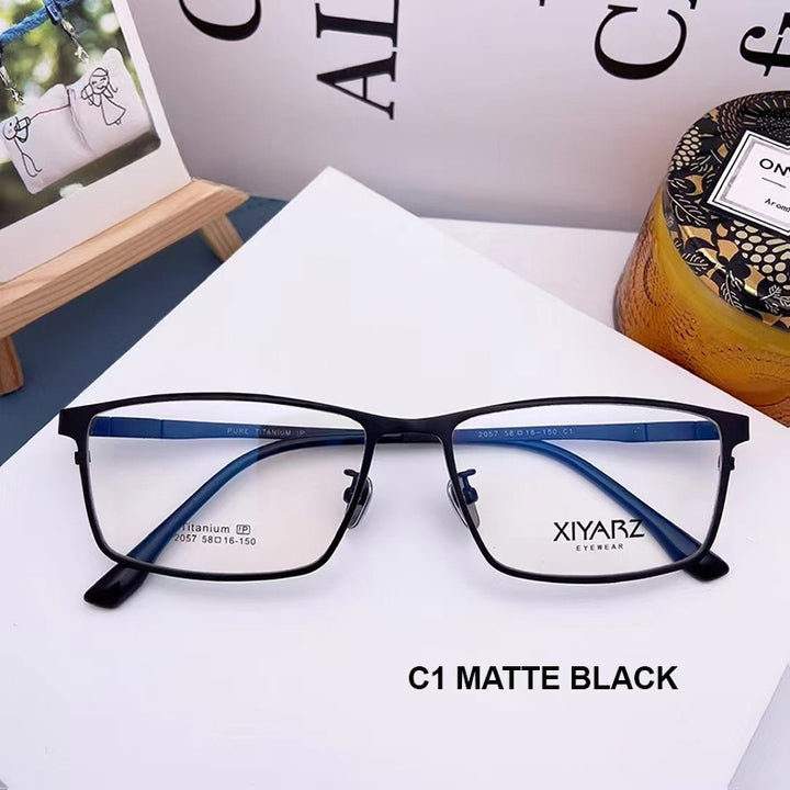 Chashma Unisex Full Rim Big Square Titanium Eyeglasses 882057.