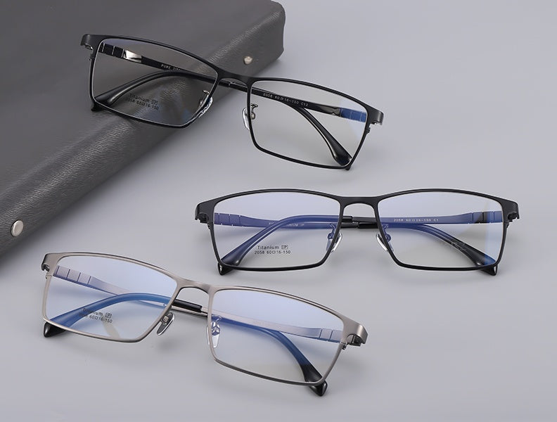 Chashma Ottica Mens Full Rim Square 150 Wide Titanium Eyeglasses 2058 — view 2 | Chashma Ottica at FuzWeb