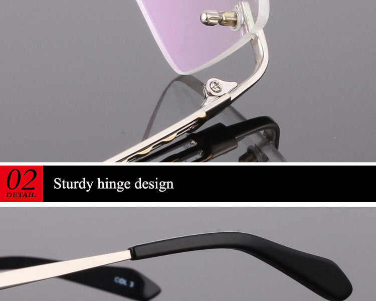 Bclear Unisex Rimless Square Titanium Eyeglasses 89264 — view 2 | Bclear at FuzWeb