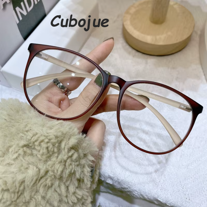 Cubojue Unisex Full Rim Oval Square Tr 90 Titanium Eyeglasses 71409 Full Rim Cubojue