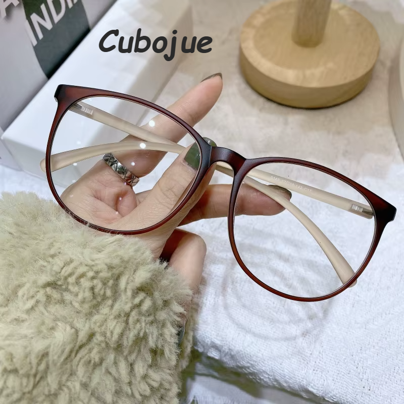 Cubojue Unisex Full Rim Oval Square Tr 90 Titanium Eyeglasses 71409 Full Rim Cubojue