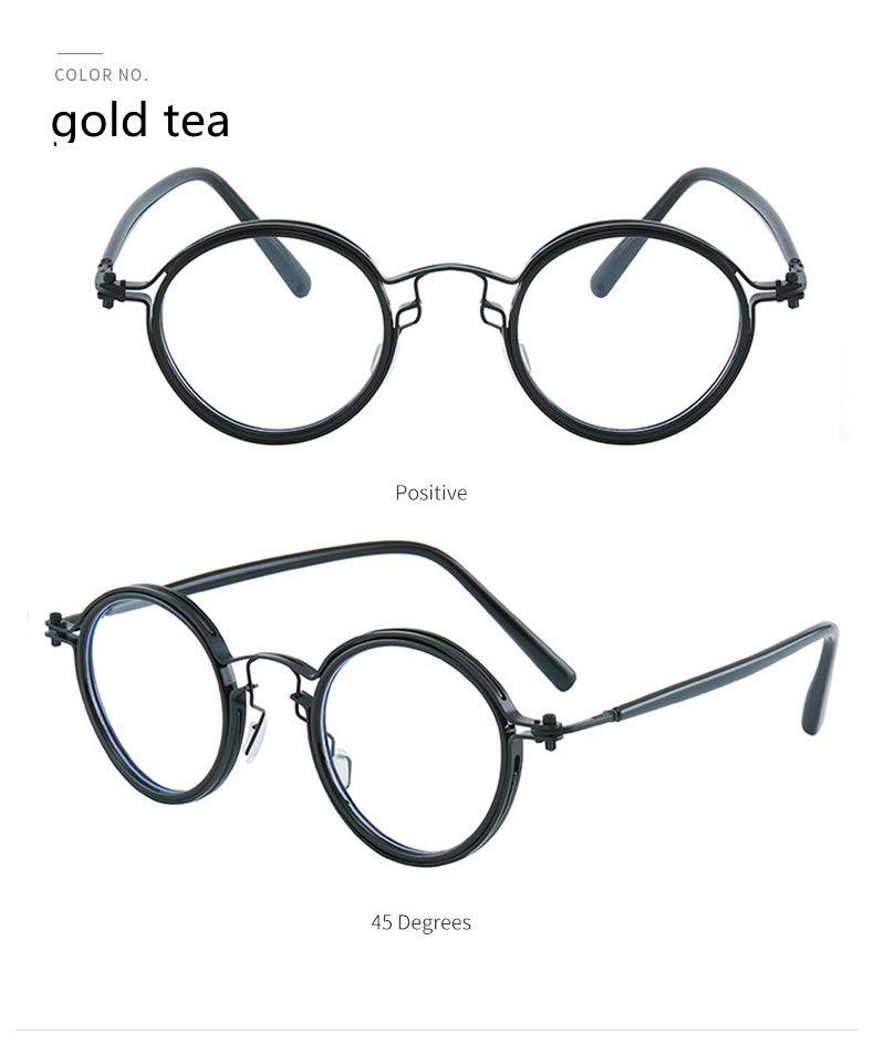 Kocolior Unisex Full Rim Round Alloy Acetate Hyperopic Reading Glasses 2203.