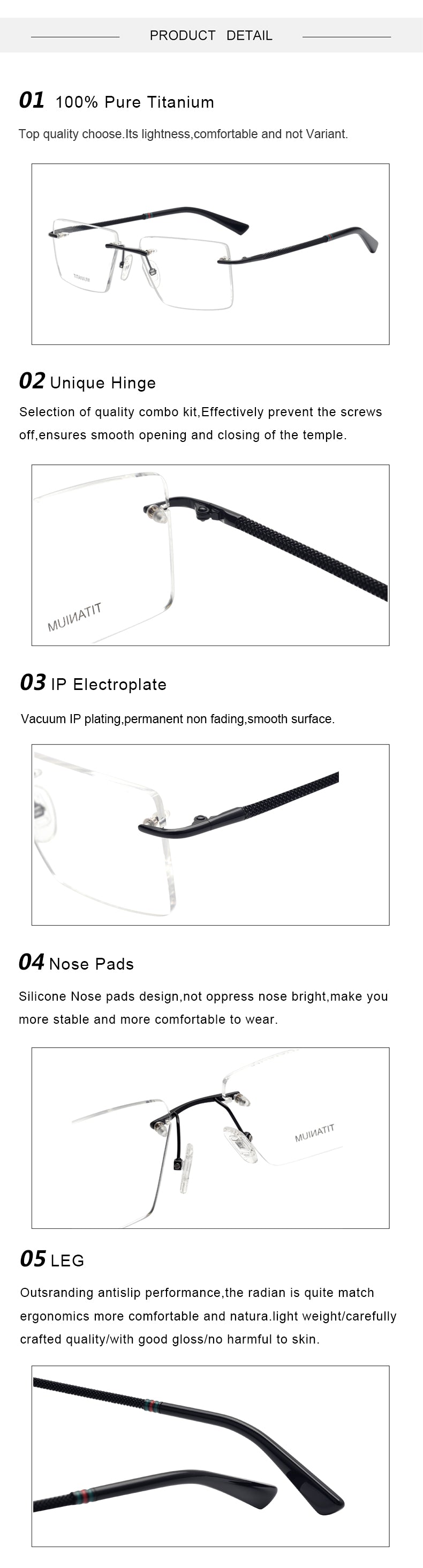 Krasivyy Womens Rimless Flat Top Square Titanium Eyeglasses 316057 — view 2 | Krasivyy at FuzWeb