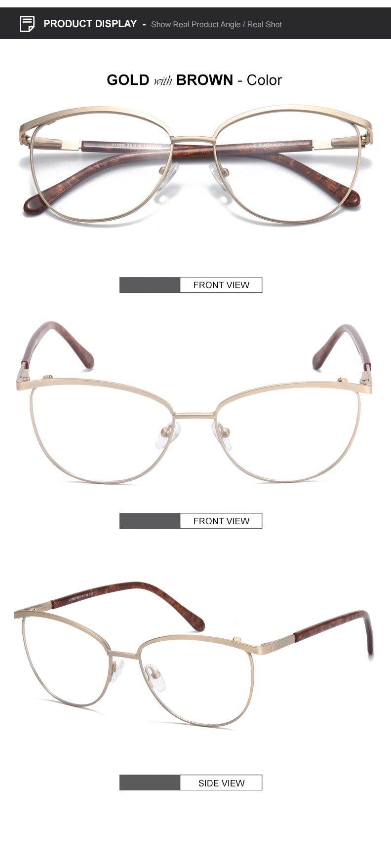 Chashma Ottica Womens Full Rim Oval Cat Eye Alloy Eyeglasses 64109 — view 2 | Chashma Ottica at FuzWeb