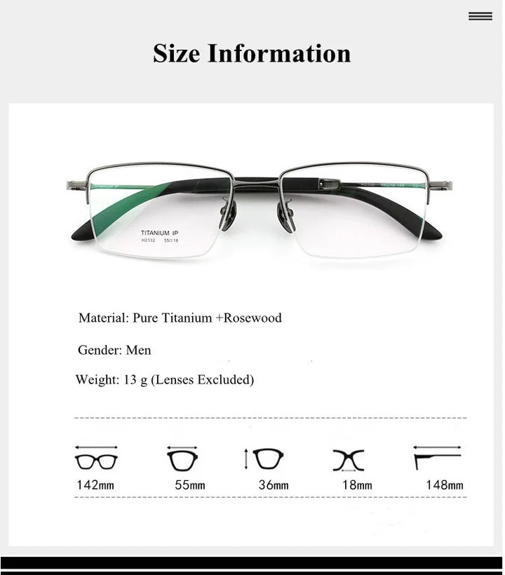 Chashma Ochki Unisex Semi Rim Square Titanium Wood Eyeglasses 312332 — view 2 | Chashma Ochki at FuzWeb