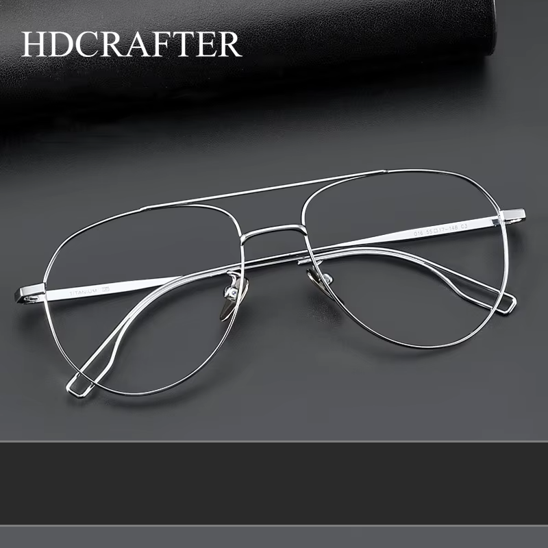 Hdcrafter Unisex Full Rim Oval Double Bridge Titanium Eyeglasses 959016
