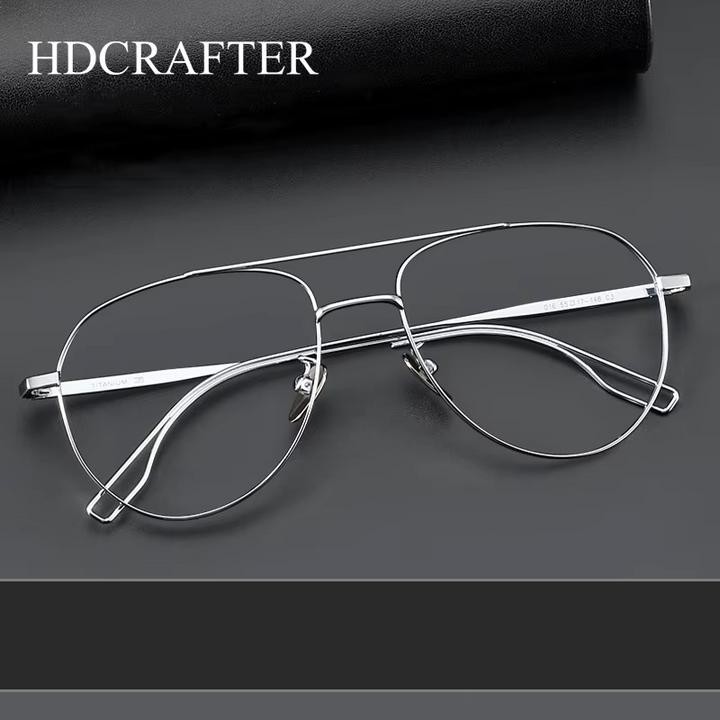 Hdcrafter Unisex Full Rim Oval Double Bridge Titanium Eyeglasses 959016