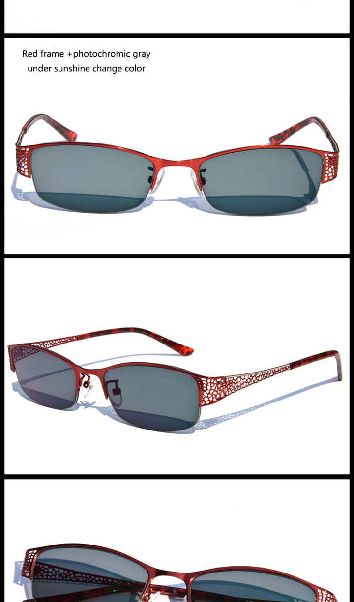 Bclear Womens Alloy Semi Rim Eyeglasses Photochromic P99001 — view 8 | Bclear at FuzWeb