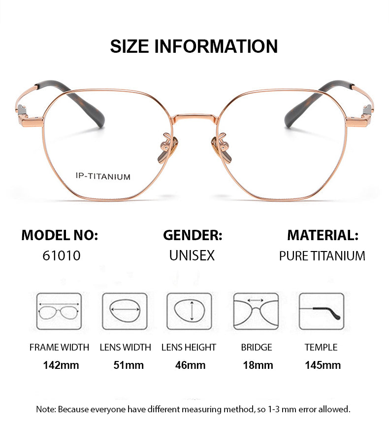 Summer Flower Unisex Full Rim Flat Top Polygon Titanium Eyeglasses 61010 — view 1 | Summer Flower at FuzWeb
