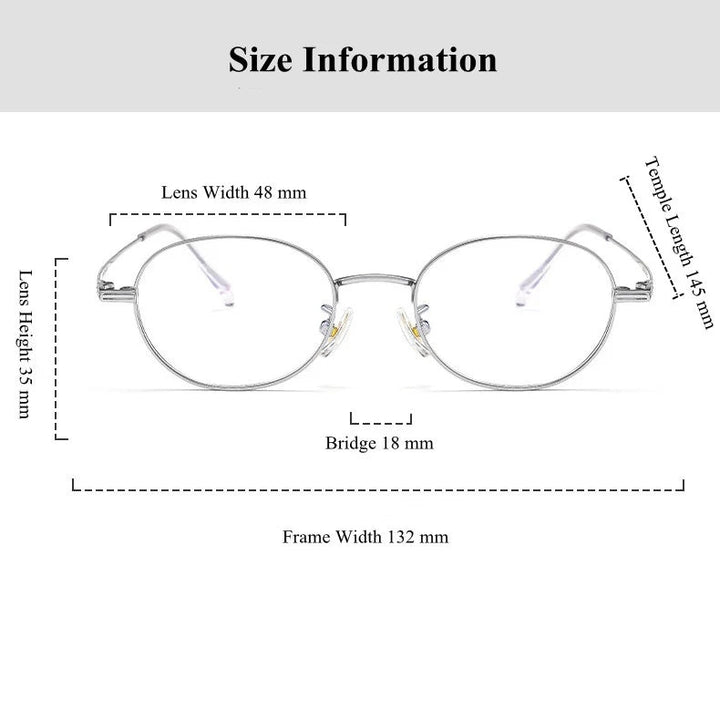 Chashma Ottica Unisex Full Rim Small Round Titanium Eyeglasses 5015 - Size Chart