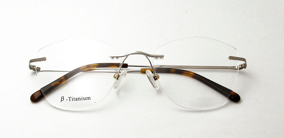 Esnbie Womens Rimless Cat Eye Oval β Titanium Eyeglasses 4518 — view 3 | Esnbie at FuzWeb