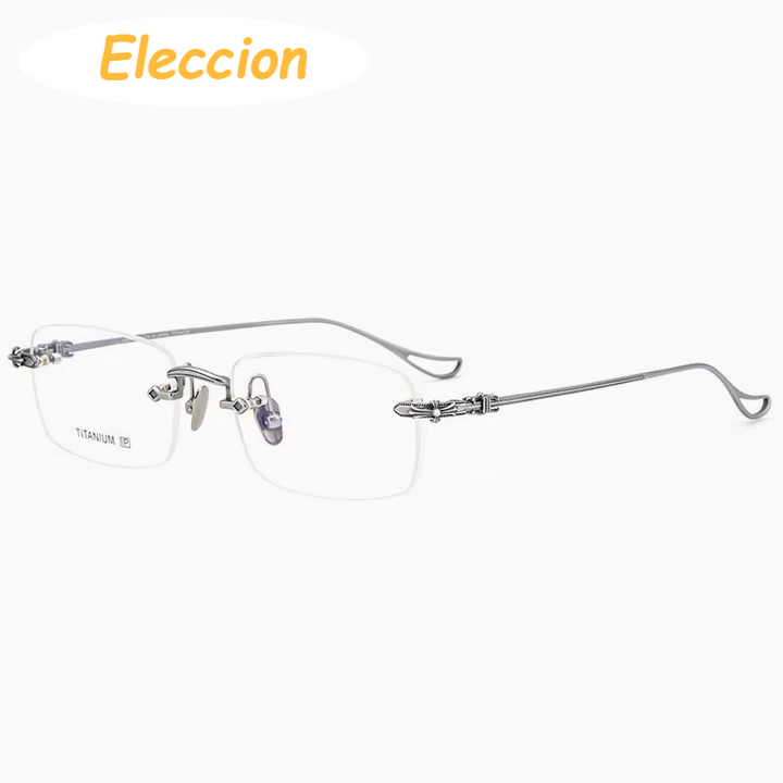 Eleccion Unisex Rimless Square Titanium Eyeglasses 16096 Rimless Eleccion Silver