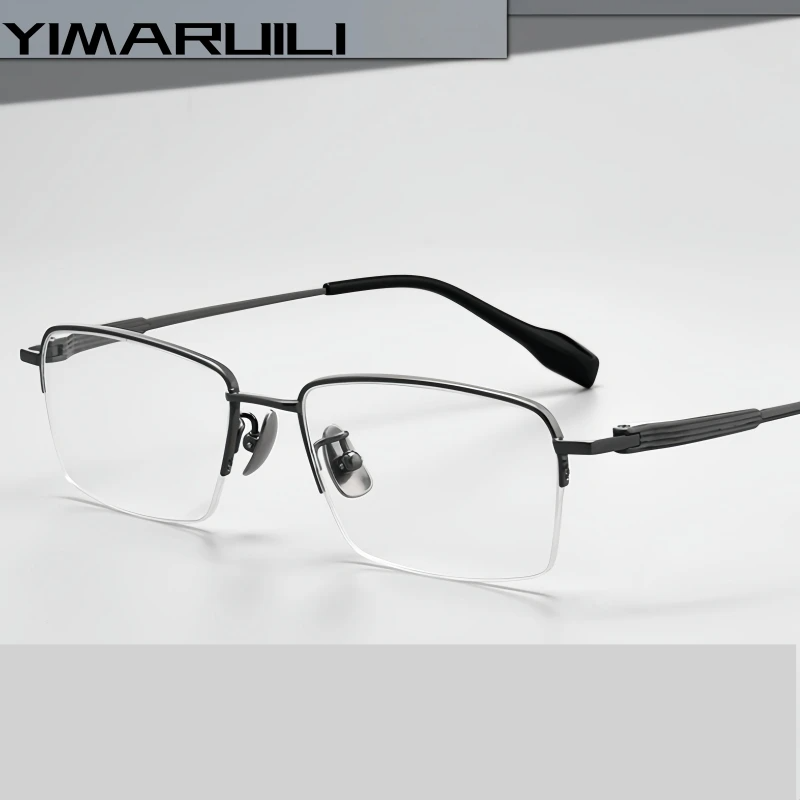 Yimaruili Women's Semi Rim Square Titanium Eyeglasses 21137